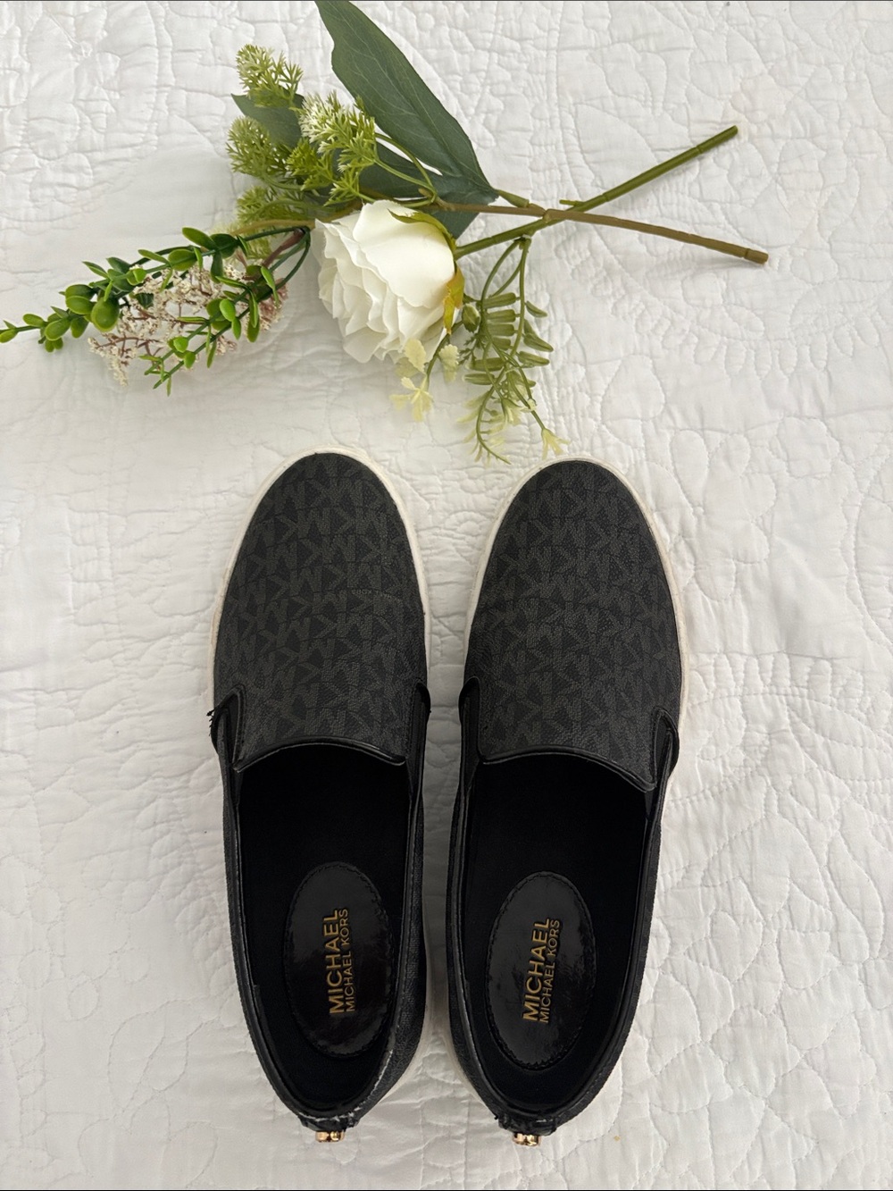Michael Kors Men’s Black Logo Slip-On Sneakers